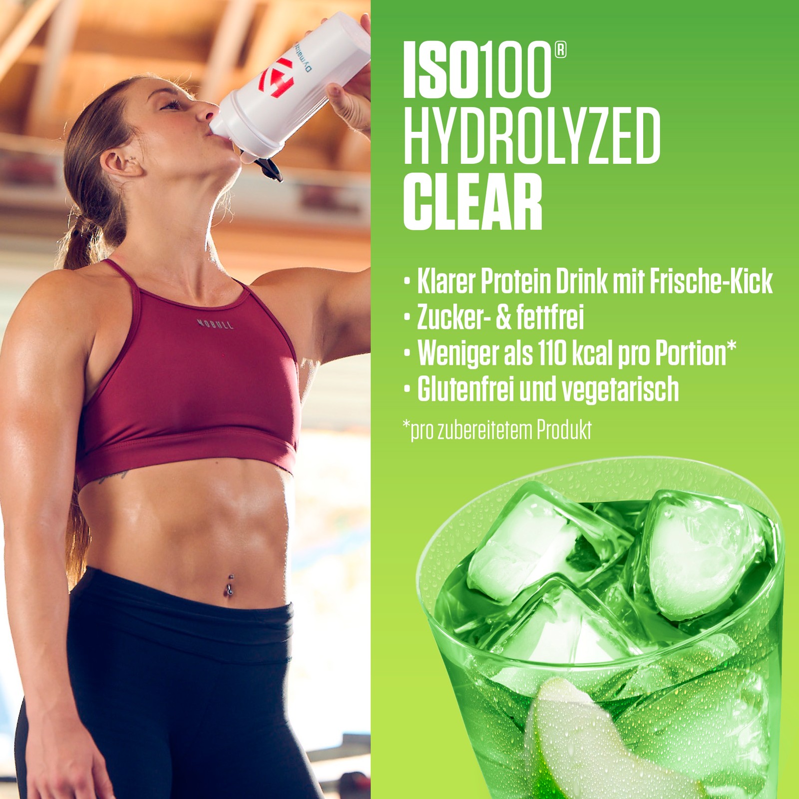 Dymatize ISO 100 Hydrolized Clear Green Apple 512g Whey Protein Pulver - Bild 3 von 6