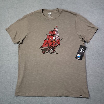Tampa Bay Buccaneers T Shirt Mens XL Wolf Grey 47 Brand NWT Pirate Ship Logo