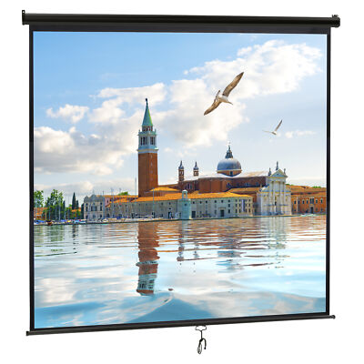 Projector Screen Manual Pull Down 120'' Projection Screen for Home Cinema Black