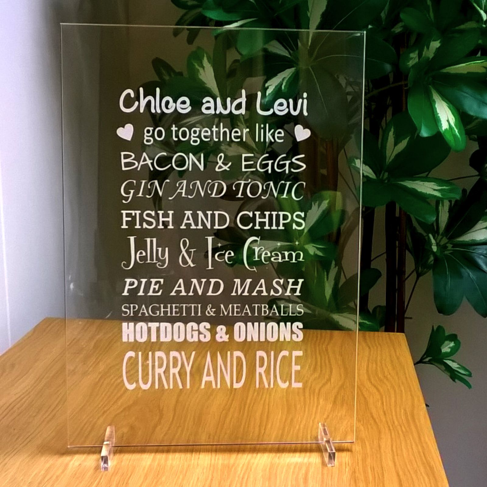 Personalised Diamond Slate Plaque with Hearts Laser Engraved Mothers Day Gift