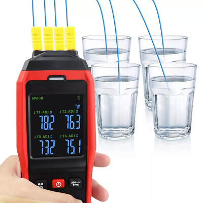 4-Channel Display K/J Datalogger Thermocouple Thermometer Real-Time Data Logging