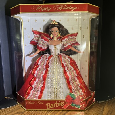 RARE 1997 MISPRINT Green Eyes Holiday Barbie HAPPY HOLIDAYS Special Edition