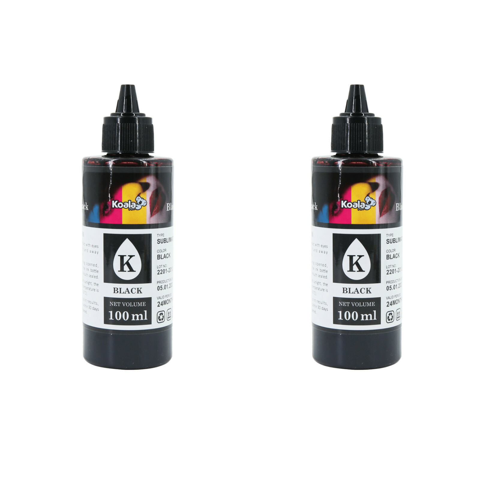 2 Bottles 200ML Koala Sublimation Ink BLACK for All Inkjet Printers