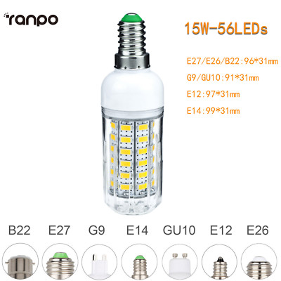 E26 E27 E12 E14 G9 GU10 LED Corn Light Bulb Cool Warm White Lamp 6-25W 110V 220V