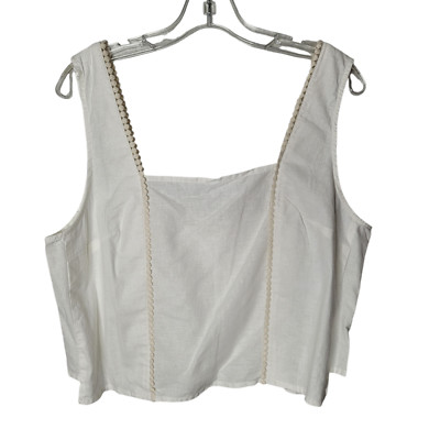 Marine Layer Womens White Stella Hemp Pom Pom Trim Tank Top Size XL NWT cropped