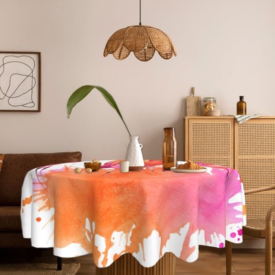 UIUPRO Pink Flamingo Round Table Cloth 60 InchTropical Palm Leaf Tablecloth W...