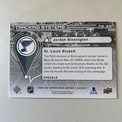 2025 Upper Deck Series 1 #TS-25 Jordan Binnington Tracking Systems