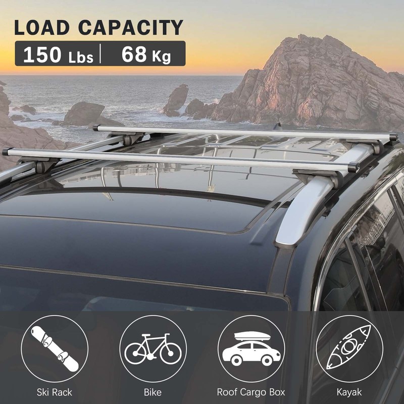 For Mazda CX-5 CX-9 53" Aluminum Roof Rack Cross Bar Luggage Cargo Carrier + Key