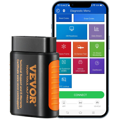 VEVOR OBDII Car 5.0 Bluetooth Scanner Code Reader OBD2 Read Tool For IOS/Android