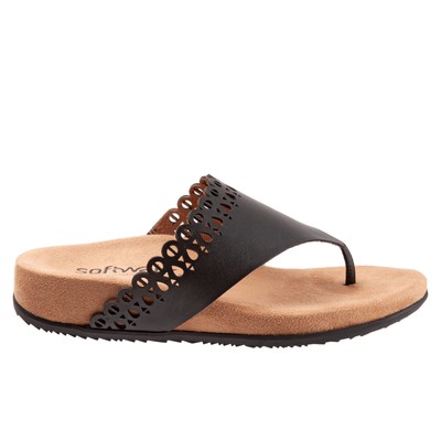 Женские черные босоножки на широких кожаных ремешках Softwalk Bethany S2203-001 7