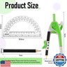 EBOOT Student Geometry Math Set, Drawing Compass and 6 Inch Clear Swing Arm Protractors 180 Degree Math Protractor (Green)