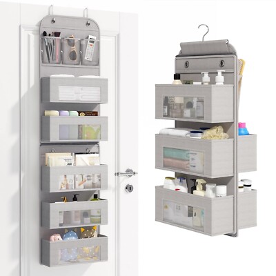 Fixwal Dual Sided Hanging Closet Organizer 6-Shelf Over the Door Organizer Gray