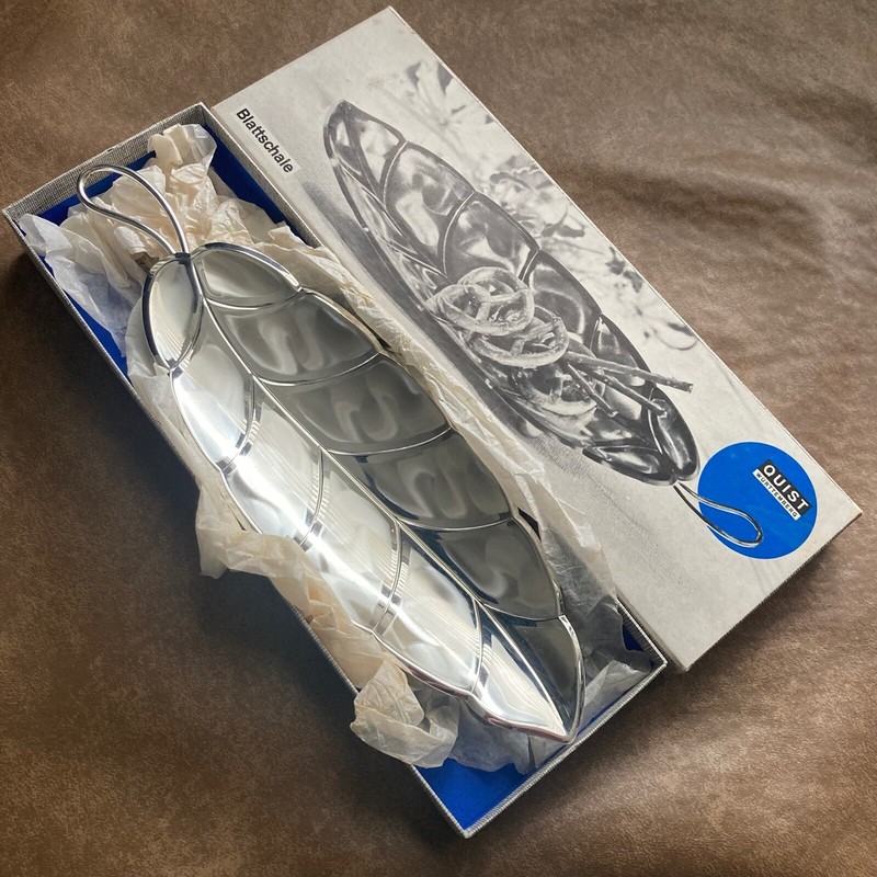 VINTAGE BOXED BLATTSCHALE QUIST WURTTEMBERG SILVER LEAF DISH MADE IN W GERMANY