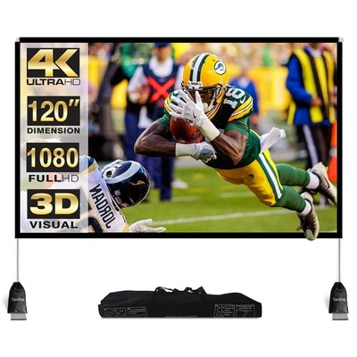Portable Outdoor Movie Screen, 120 inch 3D Projector Screen Frame Foldable Mo...