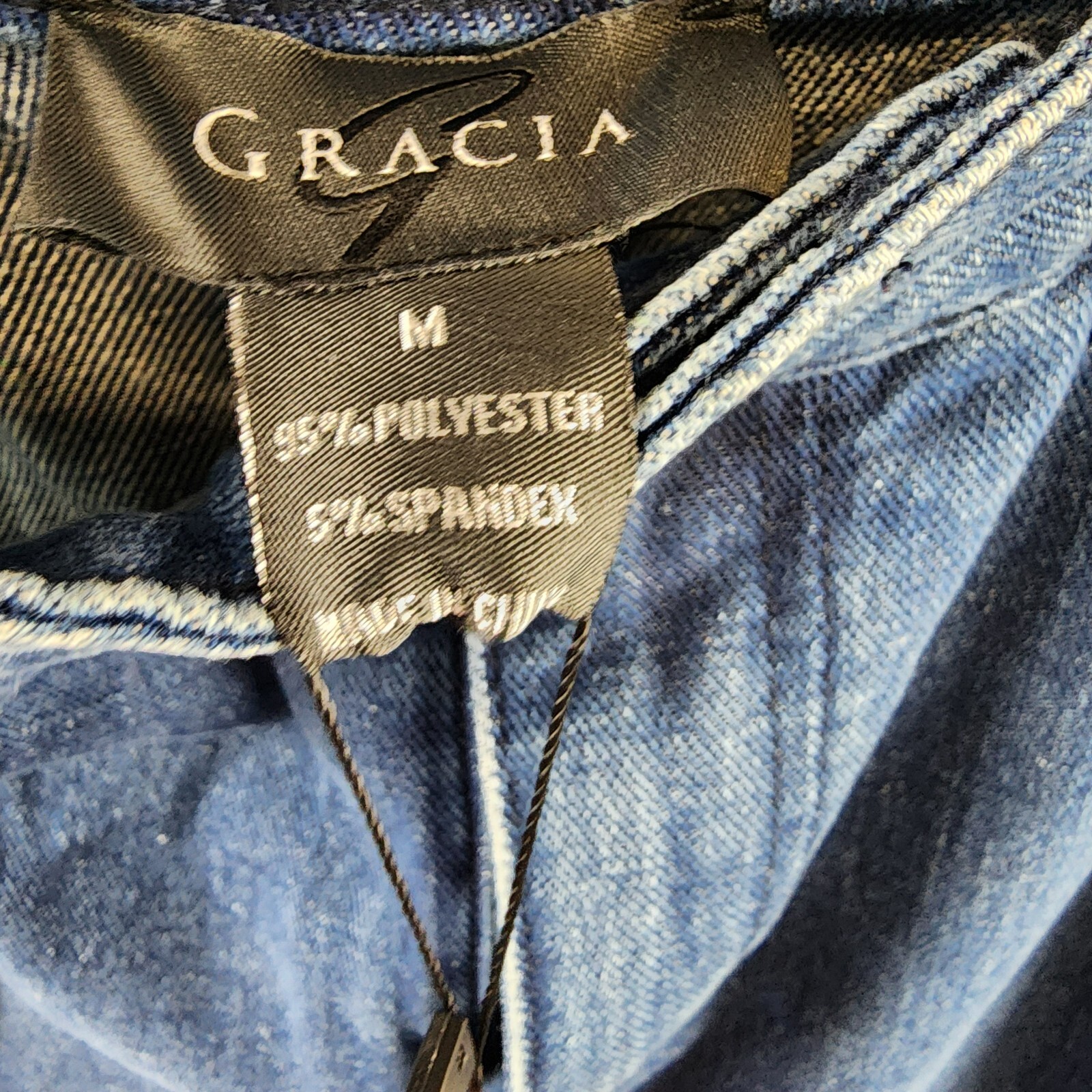 Gracia Front Slit Long Denim Skirt Women's M Blue Heather Side Pocket Button Zip - Picture 9 of 15