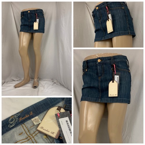 Frankie B Padlock Dust Storm Skirt Sz 6 Blue Denim NWT $215