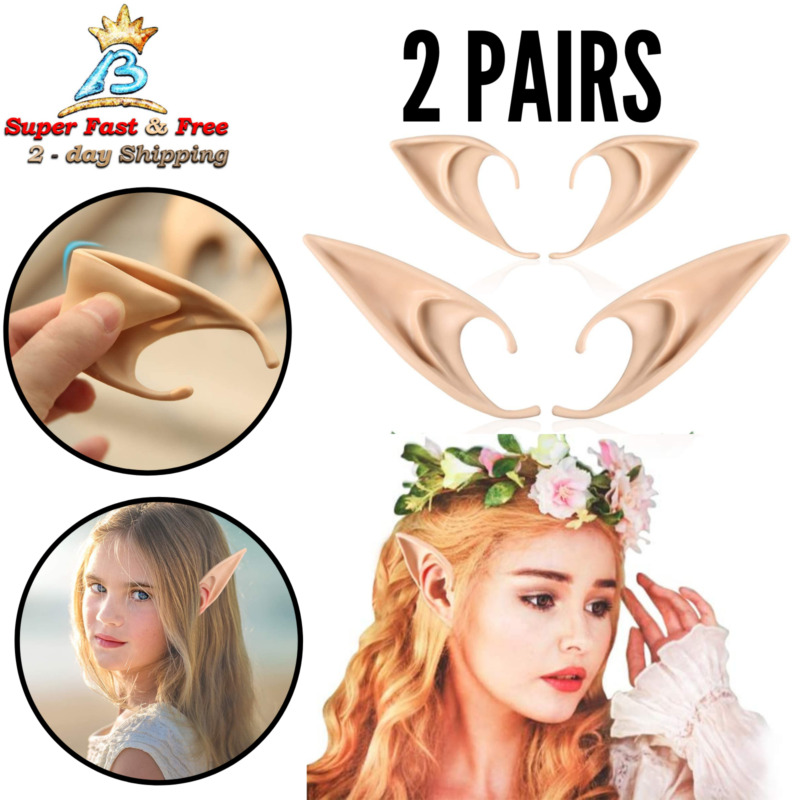 2 Pairs Elf Ears Fairy Pixie Medium And Long Style Cosplay Pointed Anime Ears