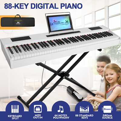 MUSTAR White 88Key Full Weighted Digital Piano Hammer Action Keyboard with Stand