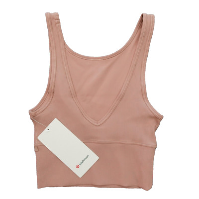 Lululemon Size 2 Power Pivot Ribbed Tank Top PCLY Pink Clay Tight Fit Cropped