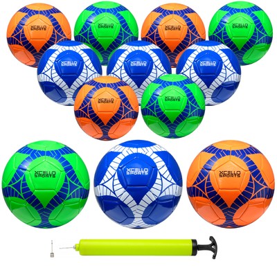 Soccer Ball Size 3 Assorted Graphics (Orange, Green, Navy) with Pump (Pack of