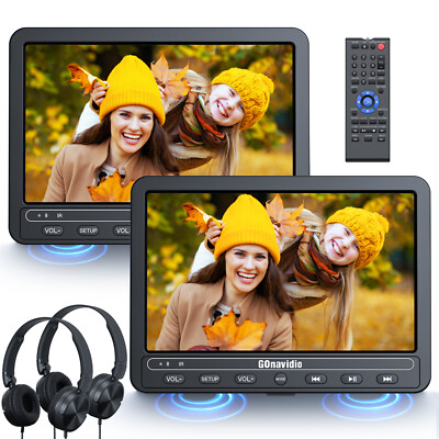 2 x 10.5''HD Portable Car DVD Player Dual Screen Monitor USB for Kids +Headsets
