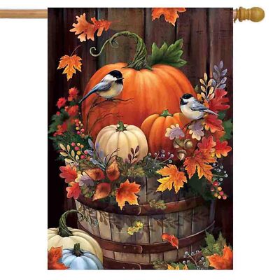 28x40 Inch Double Sided Fall Thanksgiving Pumpkins House Flag for Outdoor Yard