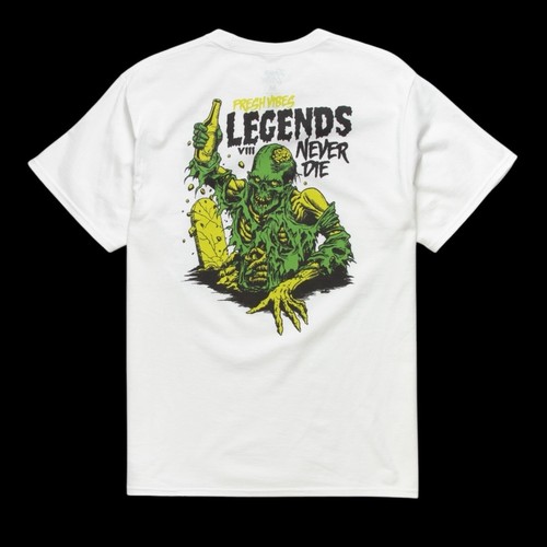 Fresh Vibes White Legends Never Die Graphic Tee T-Shirt Mens L
