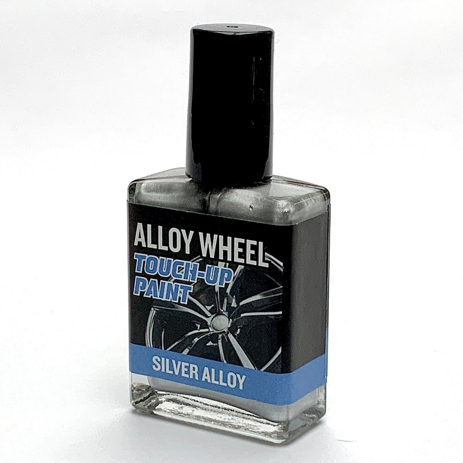 SILVER ALLOY WHEEL PAINT TOUCH UP KIT WITH BRUSH WHEEL CURBING SCRATCH