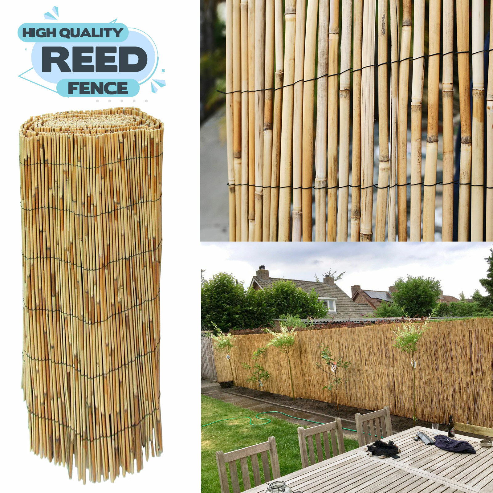 Natural Reed Roll Fence Peeled Large Screening Panel Outdoor Fencing