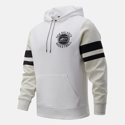 

New Balance Basketball First Light Hoodie Мужская белая черная толстовка с капюшоном, Белый