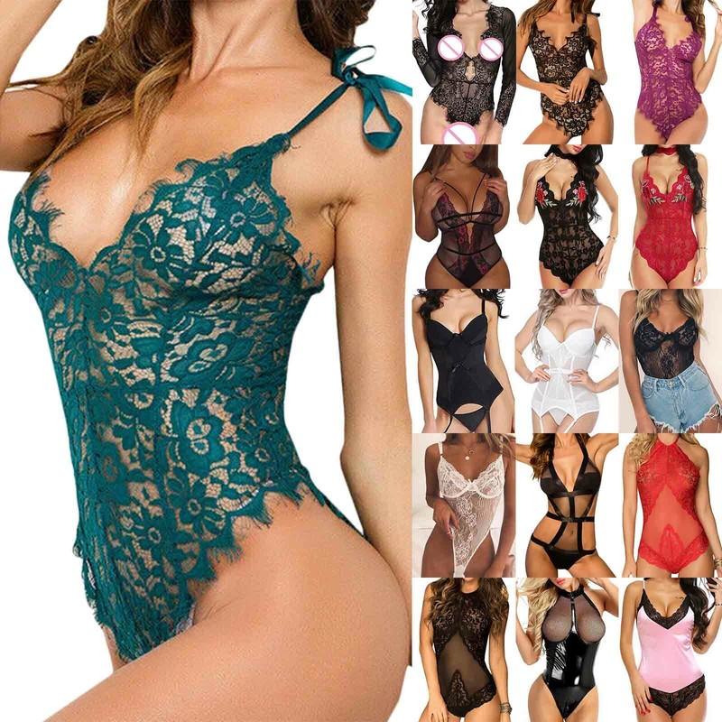 Damen Sexy Babydolls Unterwäsche Spitze Bodysuit Dessous Reizwäsche Nachtwäsche