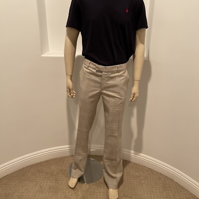 Davinci New Vintage Flat Front Recondite Golf Pants Light Olive Plaid Size 30