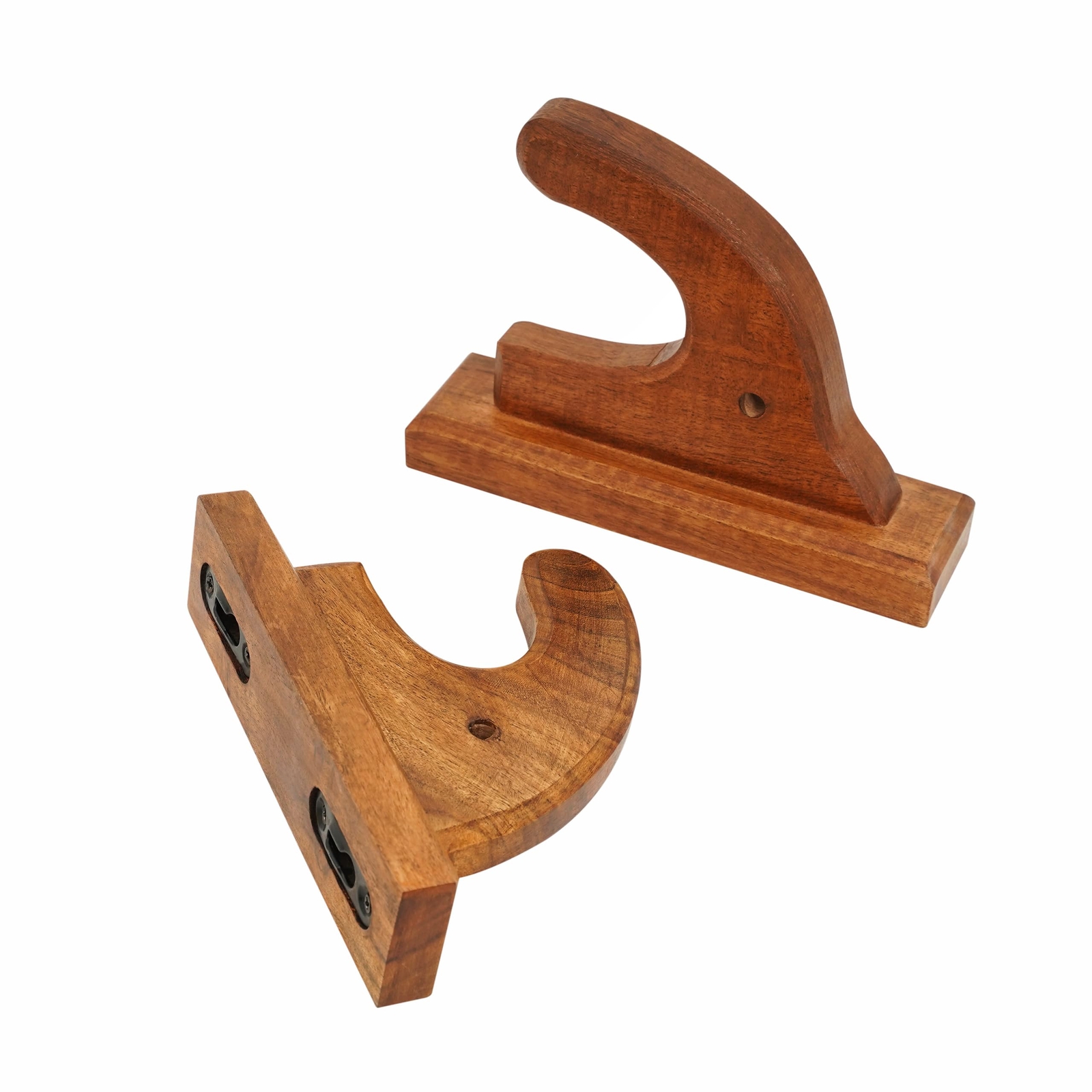 Medieval Gun Rifle Firearm Display Wall Mounts Solid Hardwood Holders Set of 2