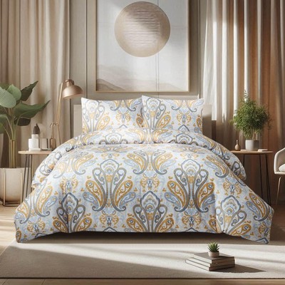 Style Quarters Duvet Cover Queen-Yellow Queen Size Duvet Cover Set,3PCS Soft ...