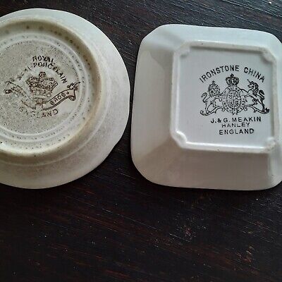 Antique Old Aged White Cream  Ironstone Butter Pats Lot Of 2 Johnson Bros Meakin