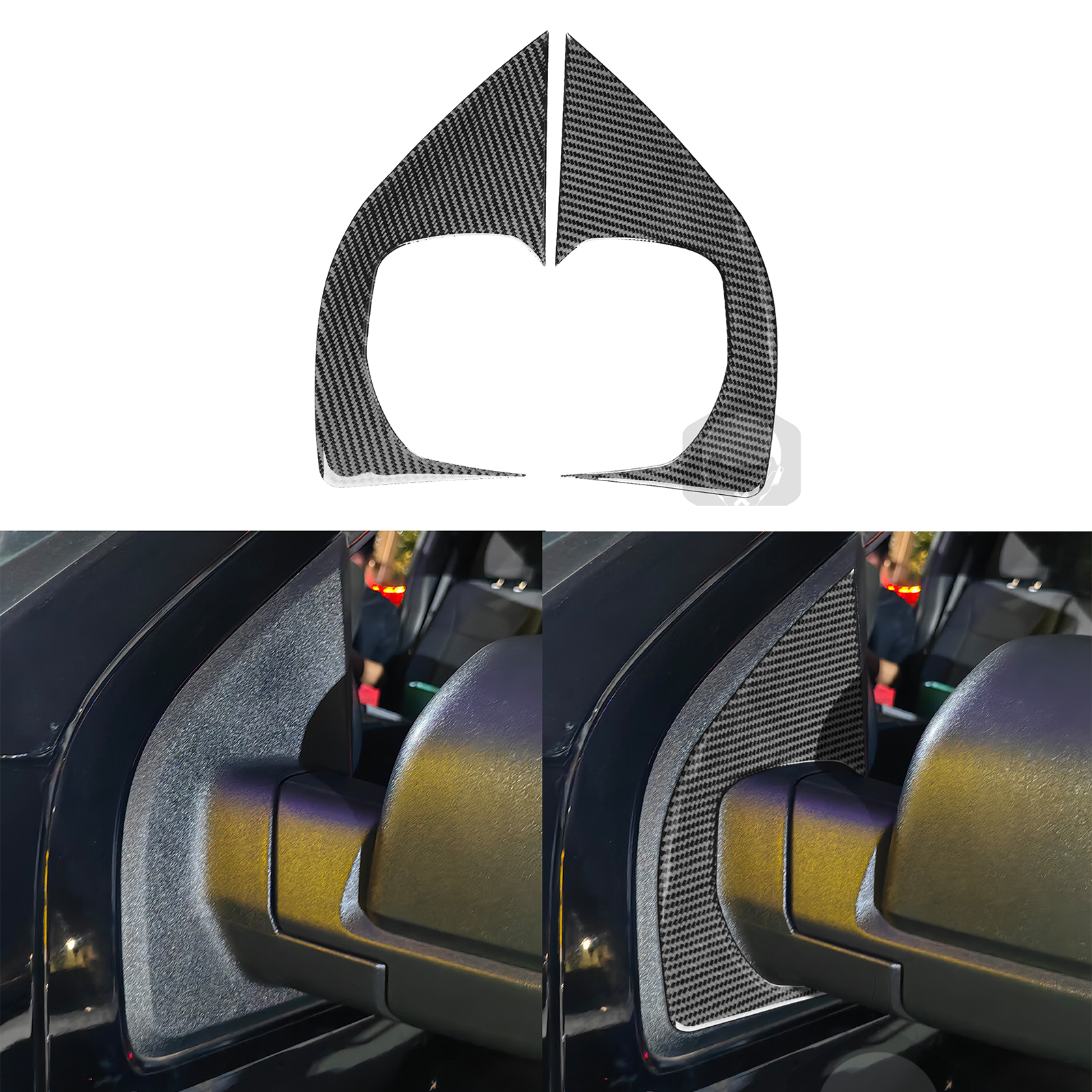 2Pcs Side Rearview Mirror Cover Trim Real Carbon Fiber For Ford F150 2015-20