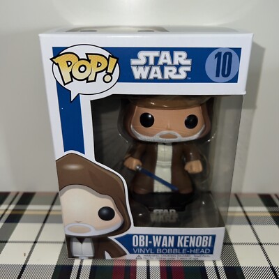 Funko Pop Star Wars Obi-Wan Kenobi #10 Large Font Bobble Blue Box Retired Rare