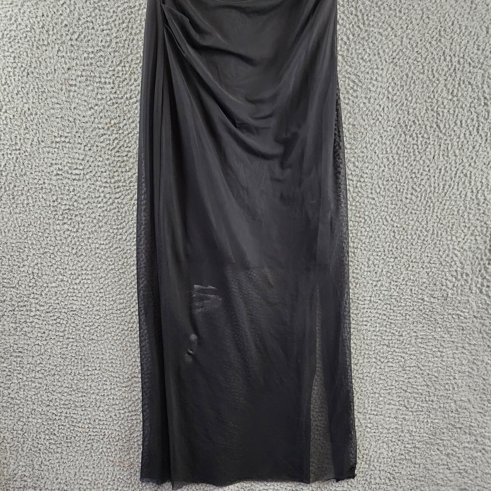 Donna Morgan Asymmetric Neck Side Pleat Maxi Dress Women's 8 Black Side Zipped - Picture 3 of 18
