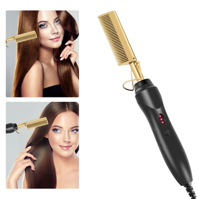 Hair Straightener Flat Iron Straightening Brush Hot Heating Comb Dry & Wet Hair