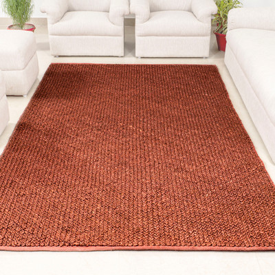 Hand Woven Burgundy Chunky Jute Rug by Tufty Home -V83