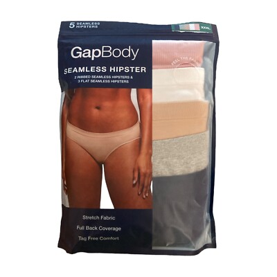GAP Body Women's Stretch Full Back Tag Free Seamless Hipster, 5 Pack (Neutral