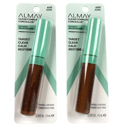 (2) Almay Clear Complexion Concealer w Salicylic Acid 0.3 Oz 600 Dark Acne Cover