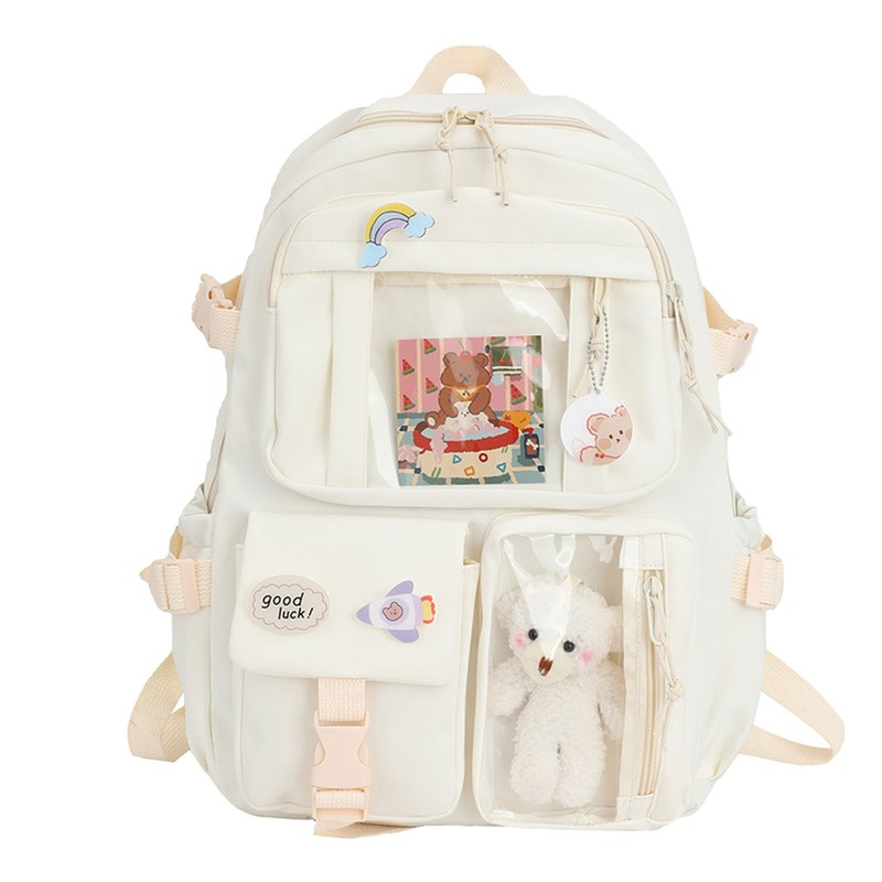 Kawaii Backpack for Girls School Bag Large Capacity Pins Accessories Travel Bag