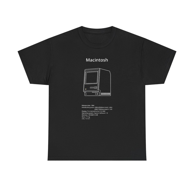 Macintosh Computer Graphic T Shirt Retro Tech Unisex Heavy Cotton