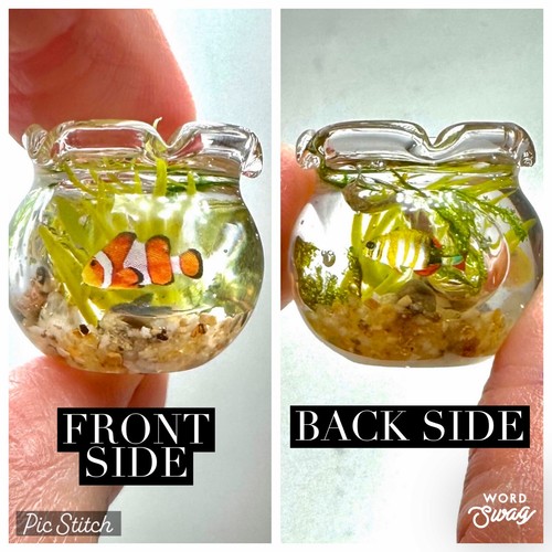 Dollhouse Miniature 1:12 Fish Bowl Fish Tank, REALISTIC Artisan OOAK Clown Fish