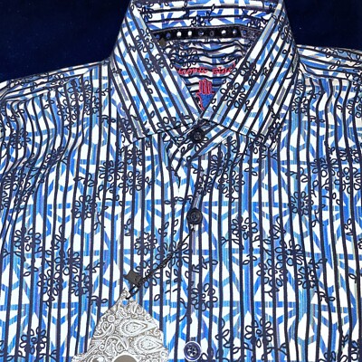 VISCONTI BLACK Button Down Shirt Mens Sz S