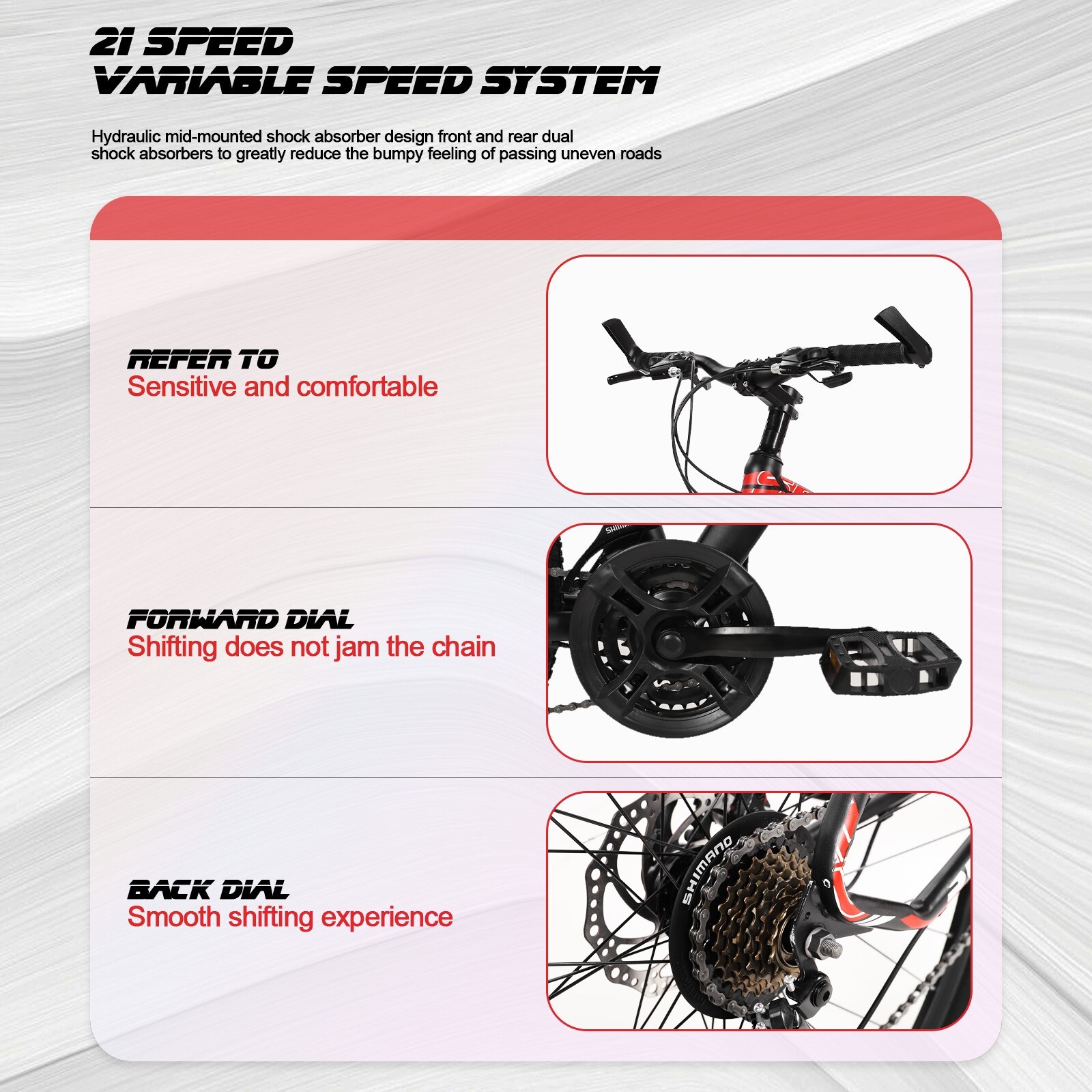 Mountain Bike Men's 29-Inch 21-Speed High Carbon Steel Front And Rear Disc Brake
