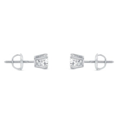 Pre-owned Shine Brite With A Diamond 1/2 Ct Round Lab Created Grown Diamond Earrings 950 Platinum F/vs Basket Screw In White/colorless