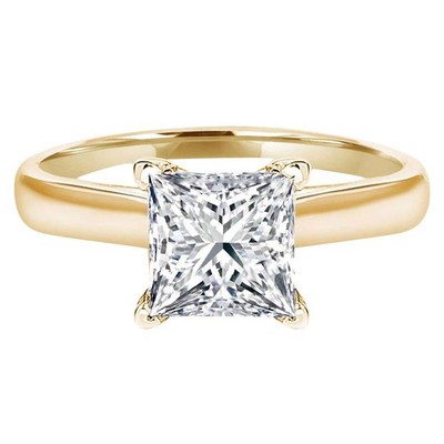 Pre-owned Pucci 3ct Princess Cut Classic Simulated Engagement Promise Ring 14k Yellow Solid Gold In White/colorless