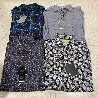 NWT VISCONTI BLACK MENS LOT OF 4 BUTTON UP DRESS SHIRTS SZ SMALL BLUE